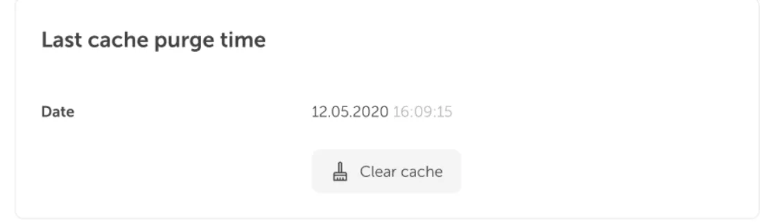A screenshot of a confirmation dialog box for clearing the cache. The title of the dialog is 'Clear cache'. The body text displays a warning message: 'The cache is irrevocably deleted and cannot be restored.' At the bottom right, there are two action buttons: 'Cancel' (plain text) and a brightly highlighted, yellow button labeled 'Clean Cache', which is the confirmation button to proceed with the action.