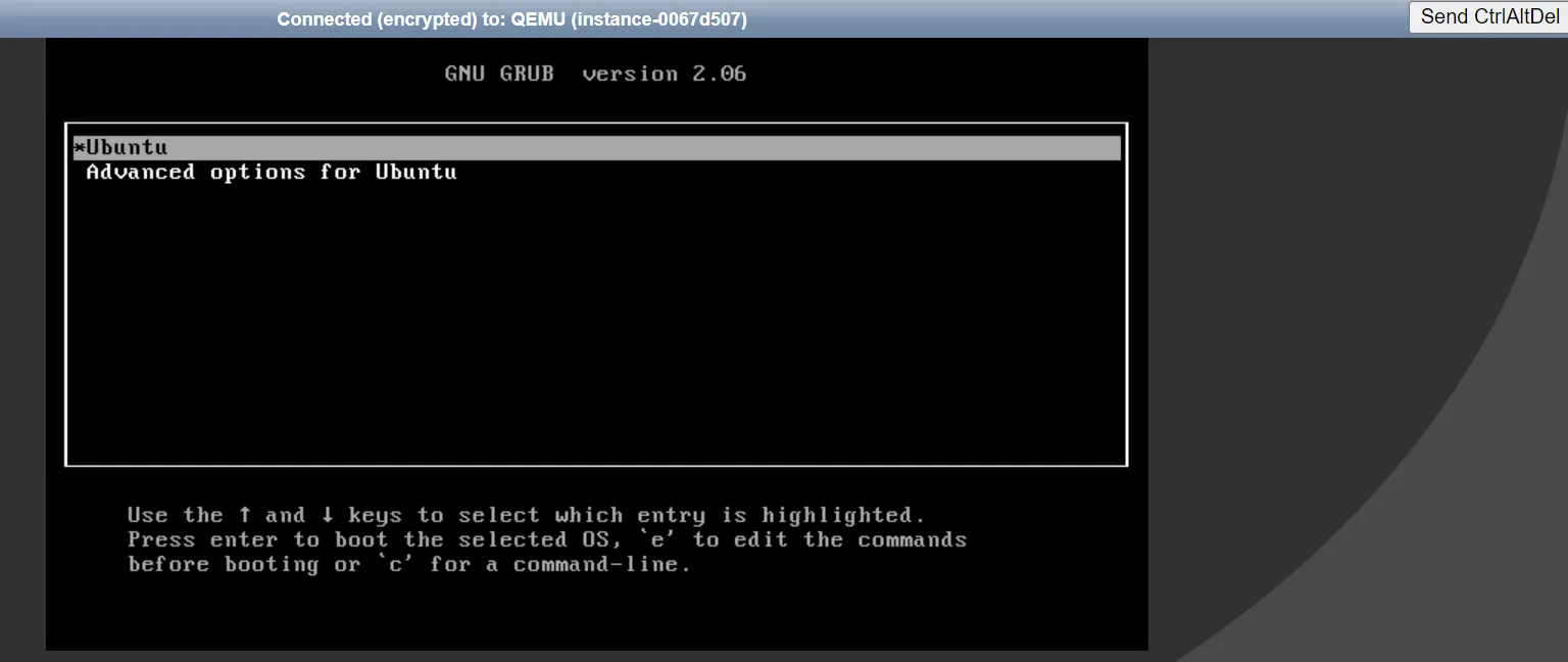 First screenshot of the GNU GRUB boot loader"