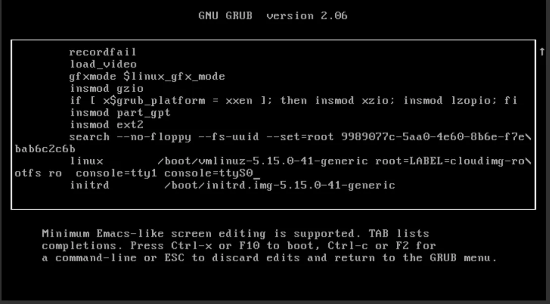 Third screenshot of the GNU GRUB boot loader