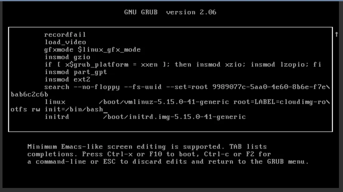Fourth screenshot of the GNU GRUB boot loader