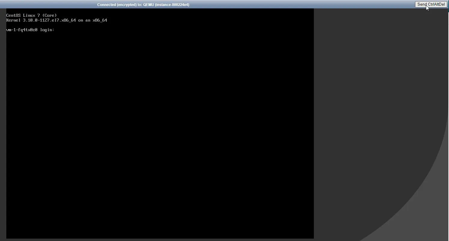 QEMU console connection window