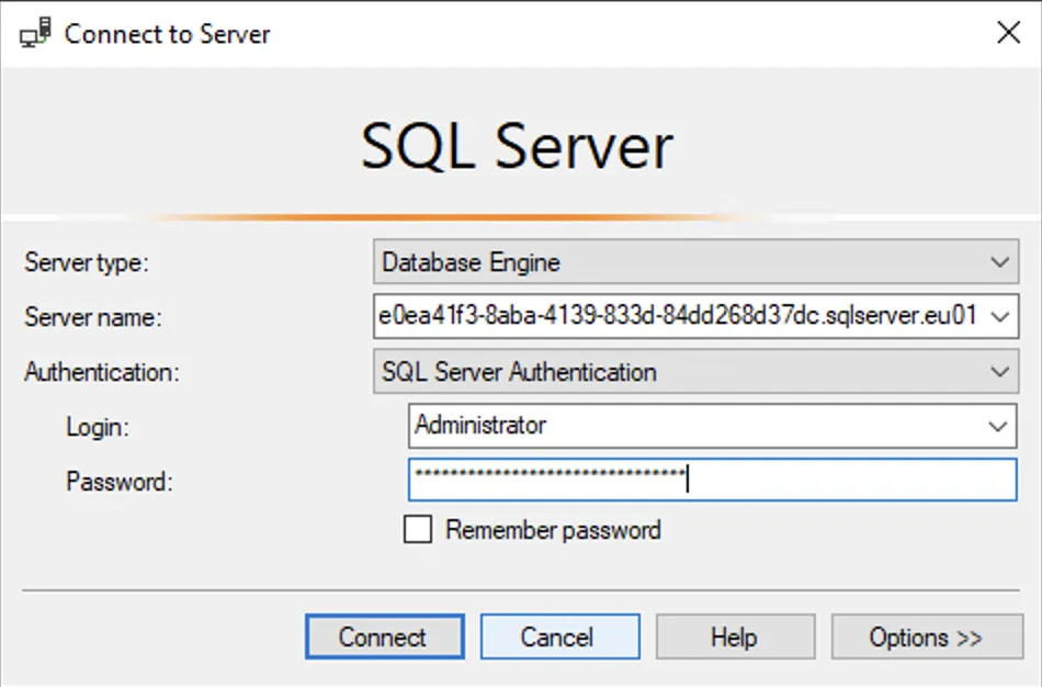 Neue Verbindungsansicht von SQL Server Management Studio