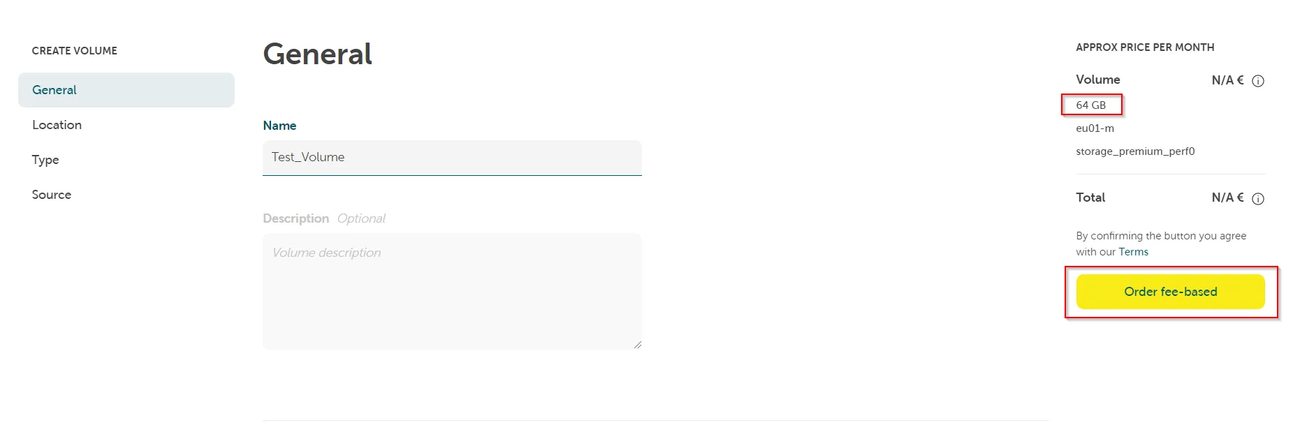 A screenshot showing the volume creation and confirmation