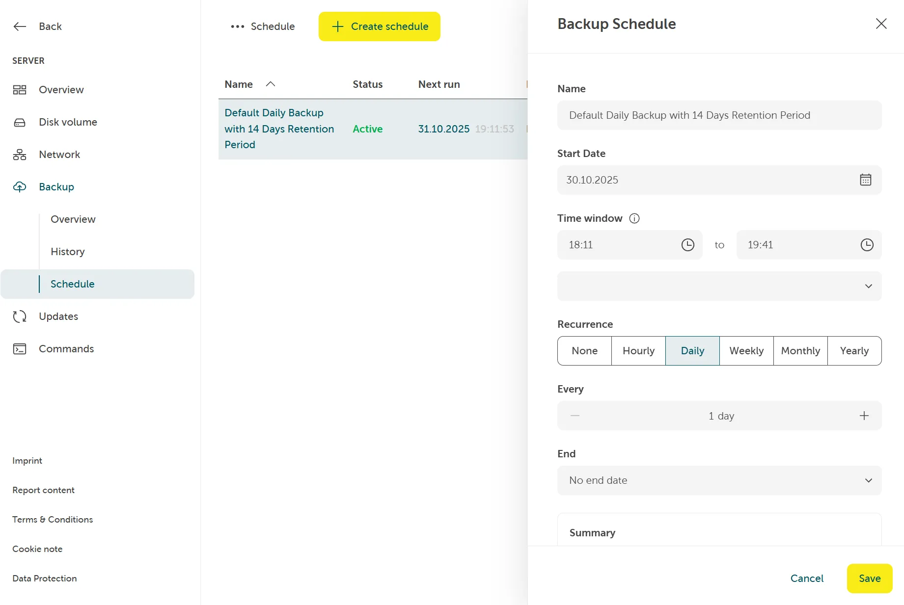 A screenshot showing clicking on a schedule in order to edit it.
