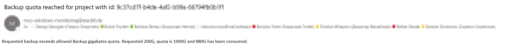 A screenshot showing the described email