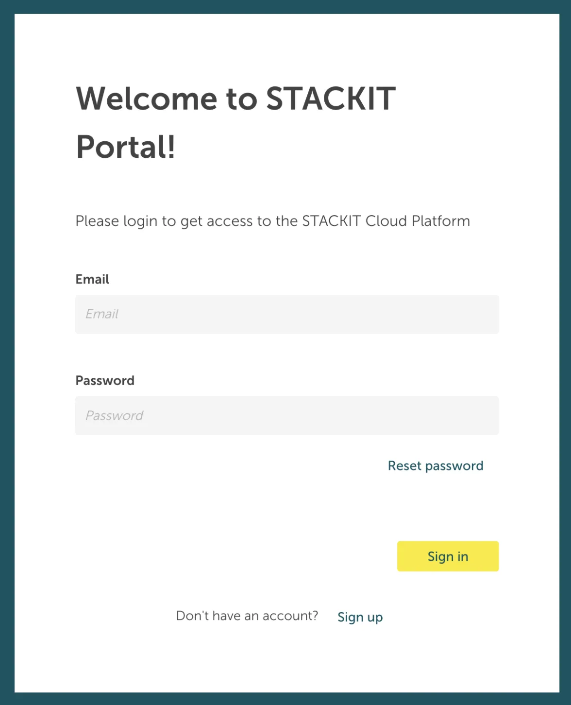 The STACKIT personal account login mask.