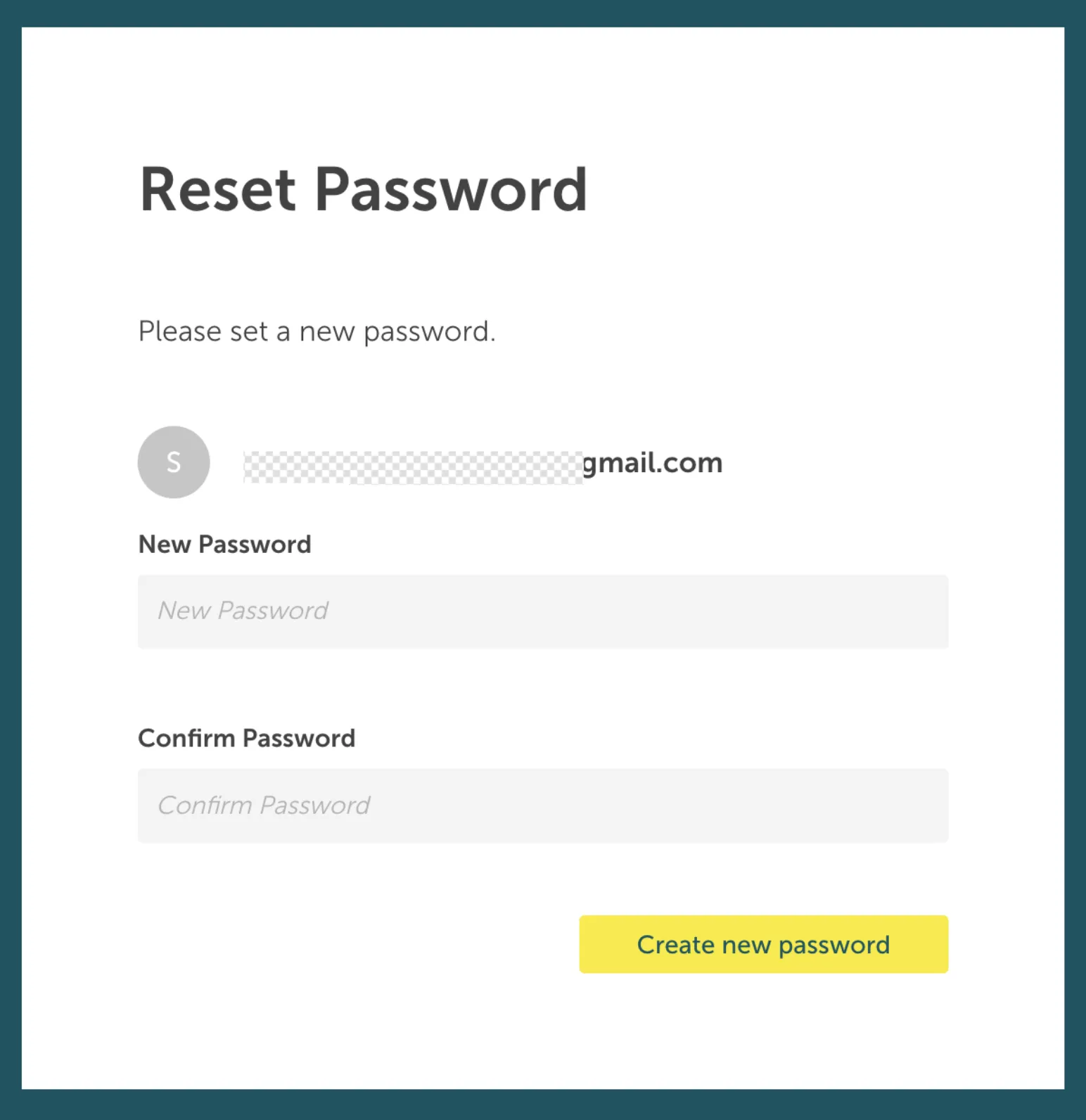 The password reset mask.
