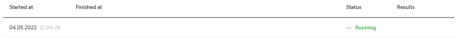 A row from an update history or status table.