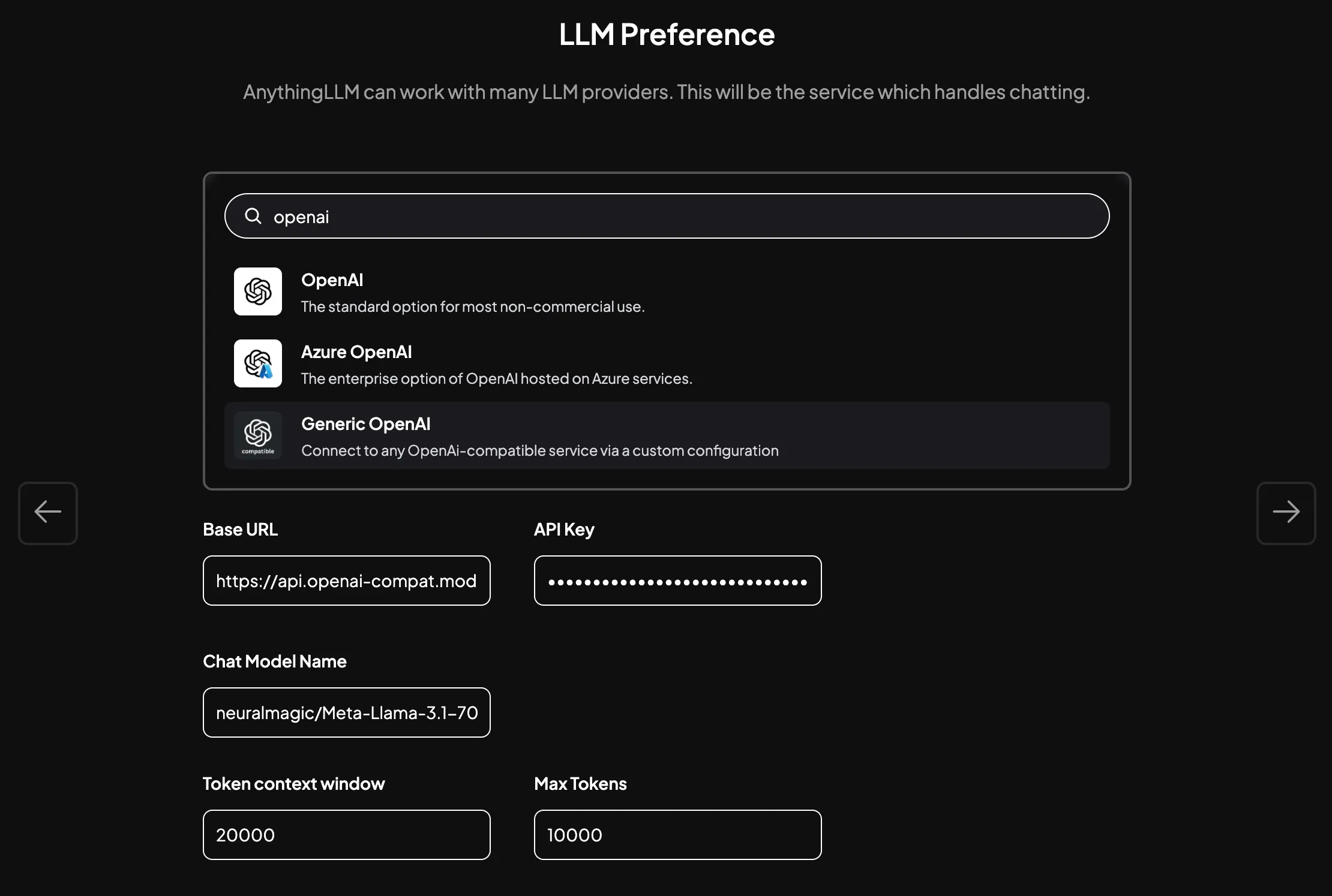 Screenshot of the VSCode configuration