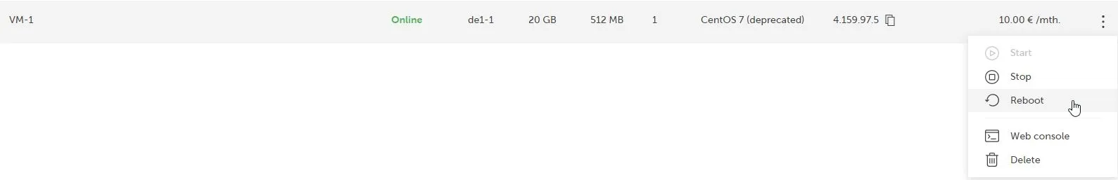 Cloud platform VM management interface