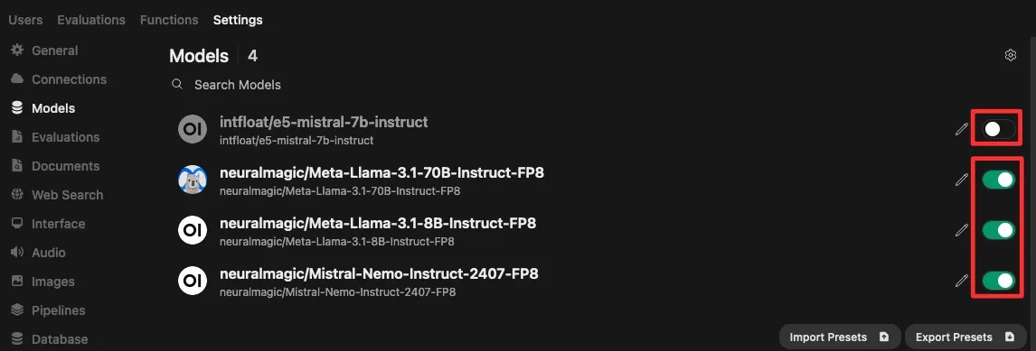 Screenshot of select a model