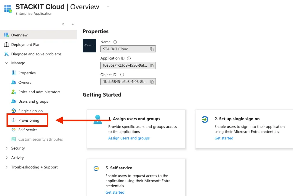 Beispielansicht in Microsoft Entra ID
